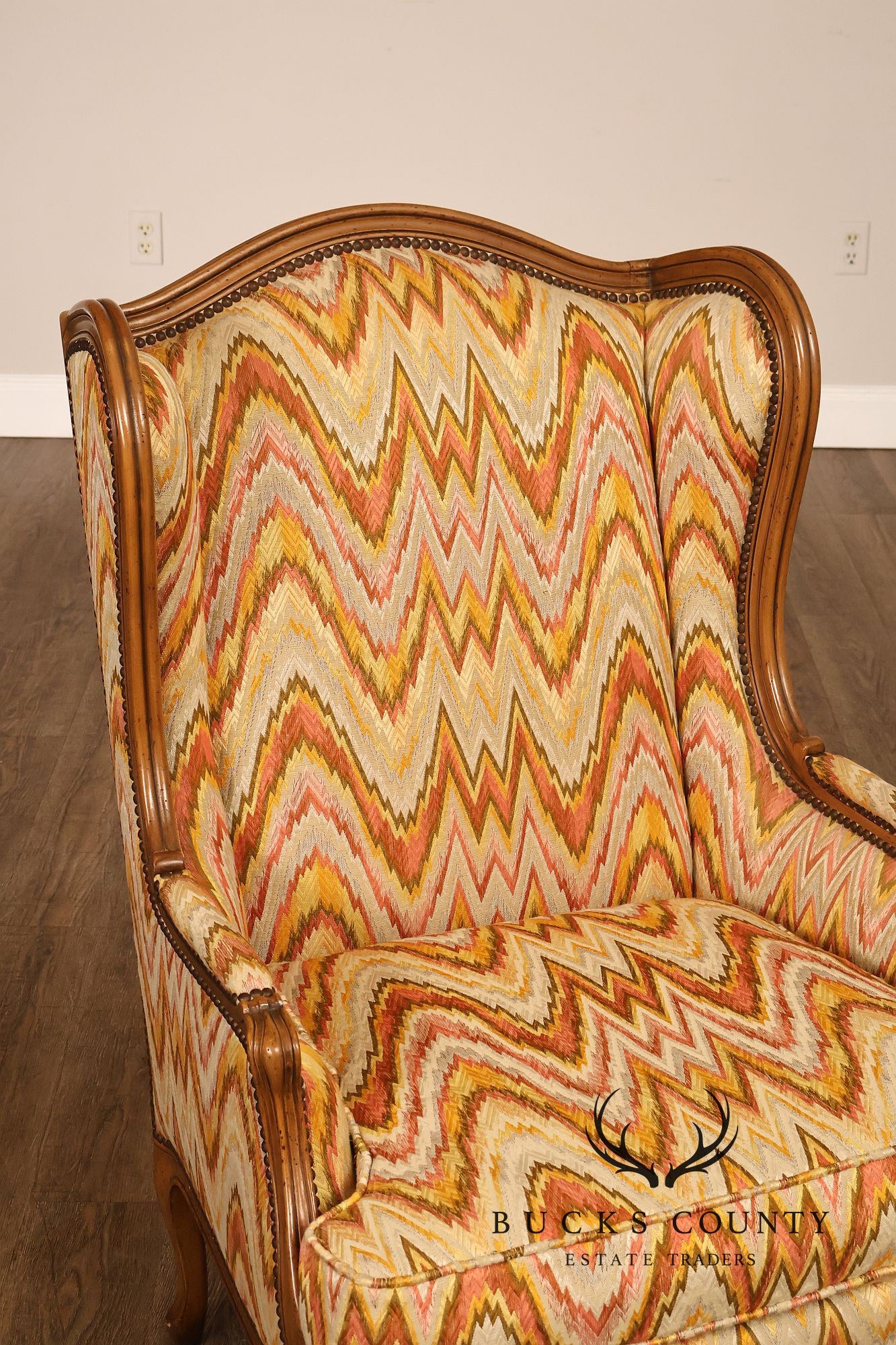 Baker Furniture Louis XV Style Wing Back Bergère Chair And Ottoman