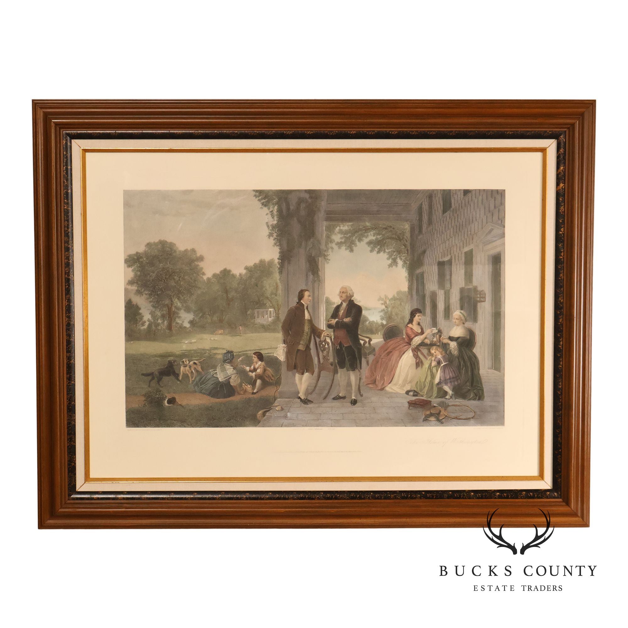 The Home Of George Washington Colored Engraving After Thomas Oldham Barlow