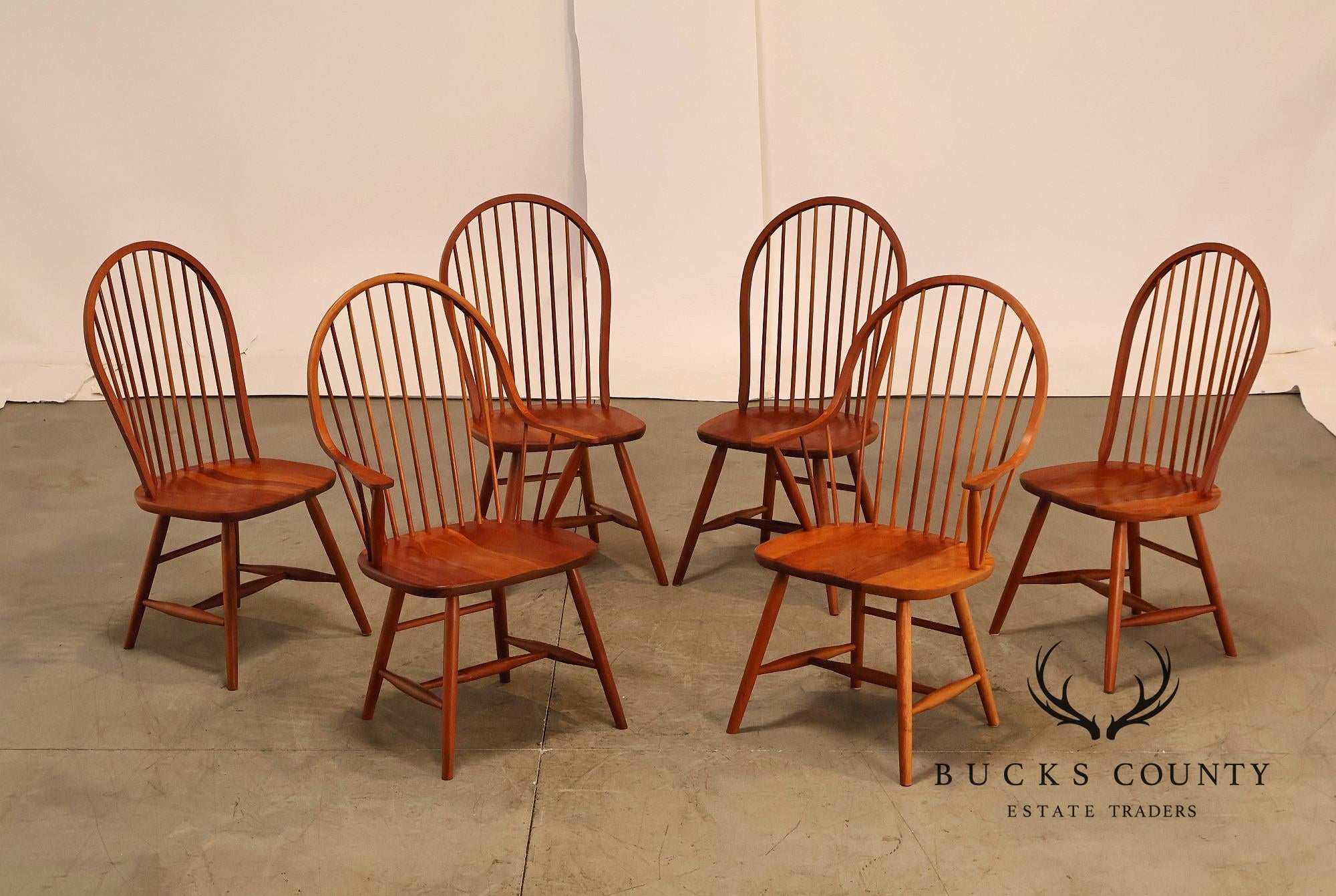 Martin’s Inc Windsor Style Set of 6 Cherry Dining Chairs