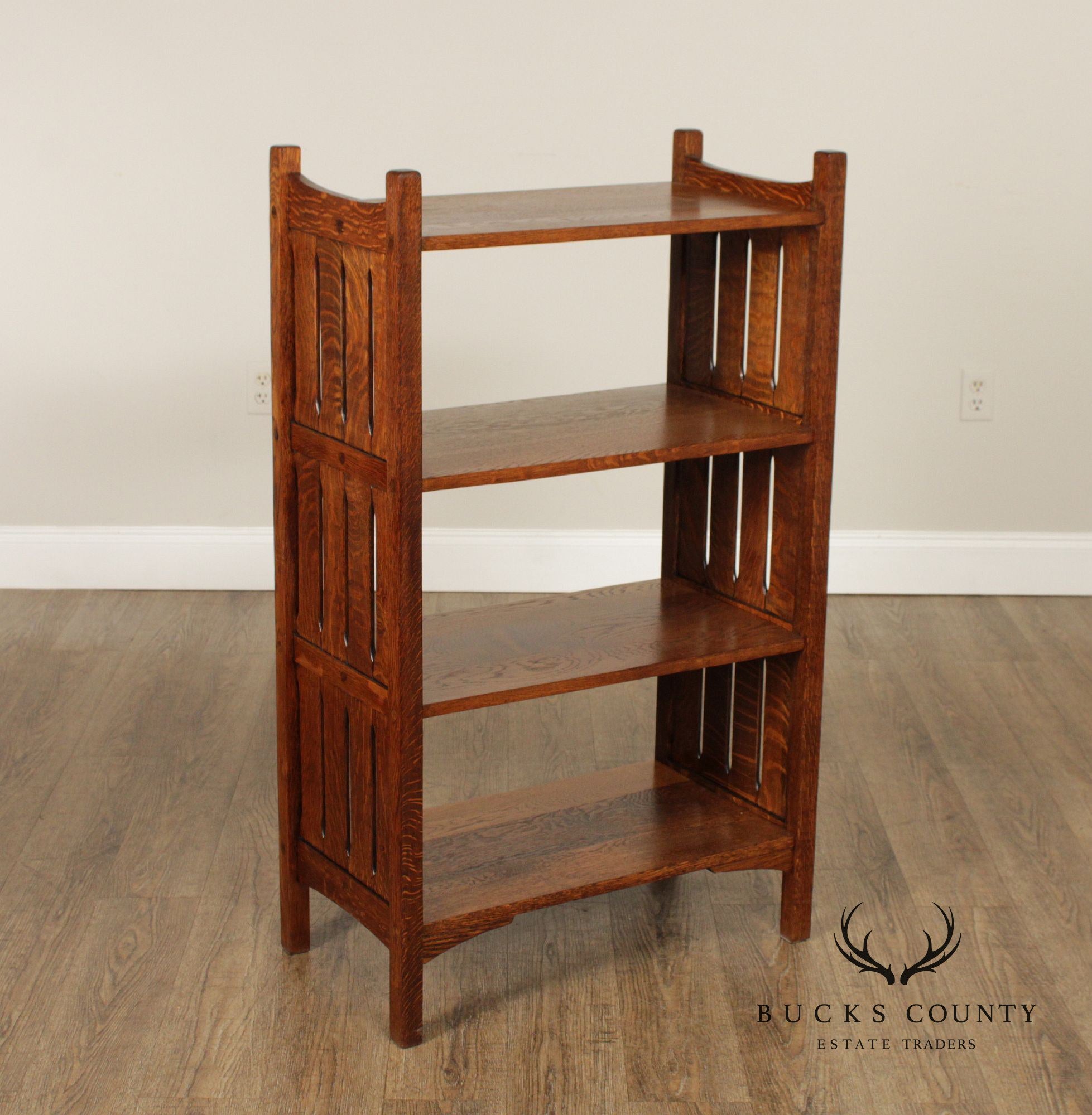 Antique Mission Oak Magazine Stand Bookcase