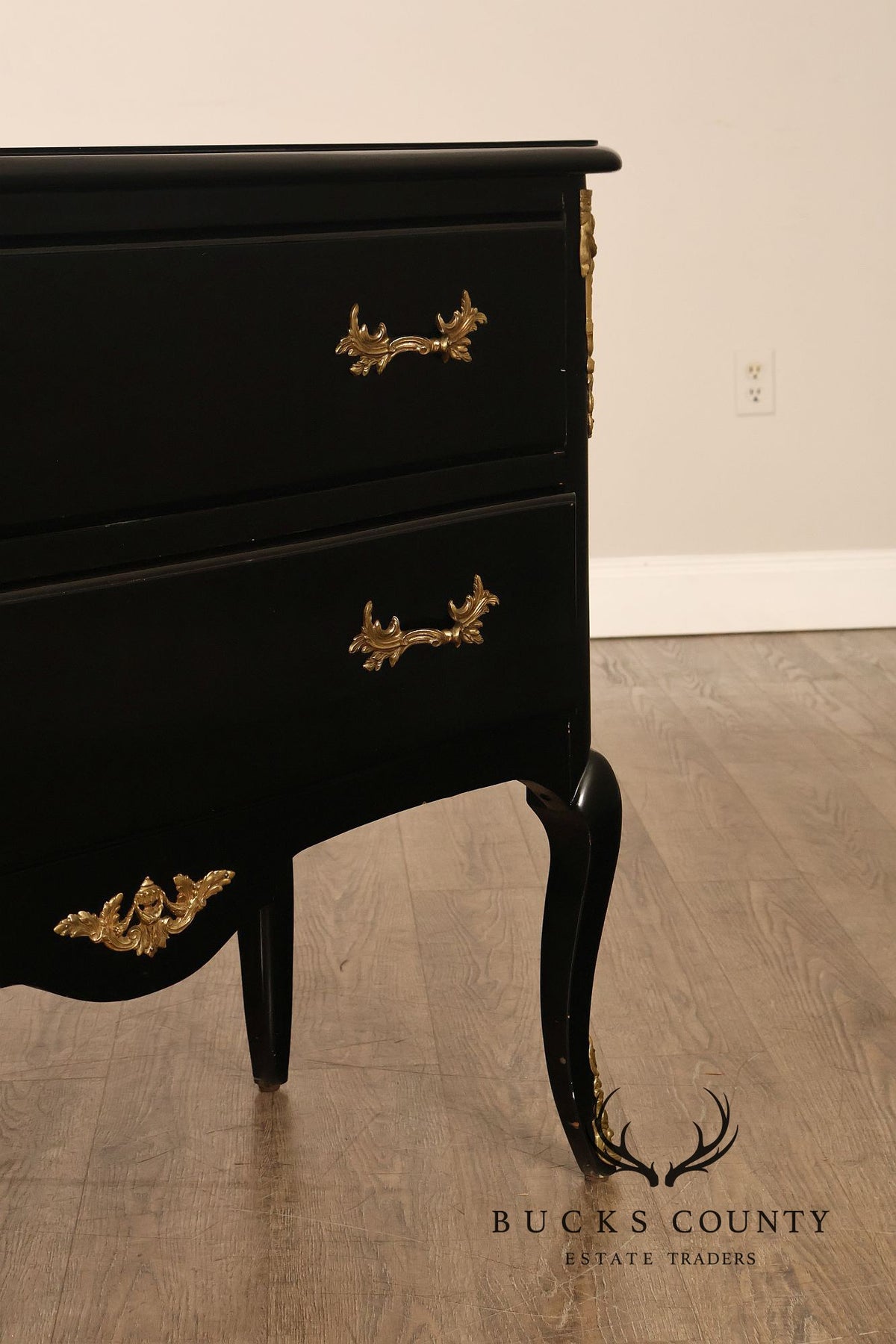 French Louis XV Style Black Lacquer Commode