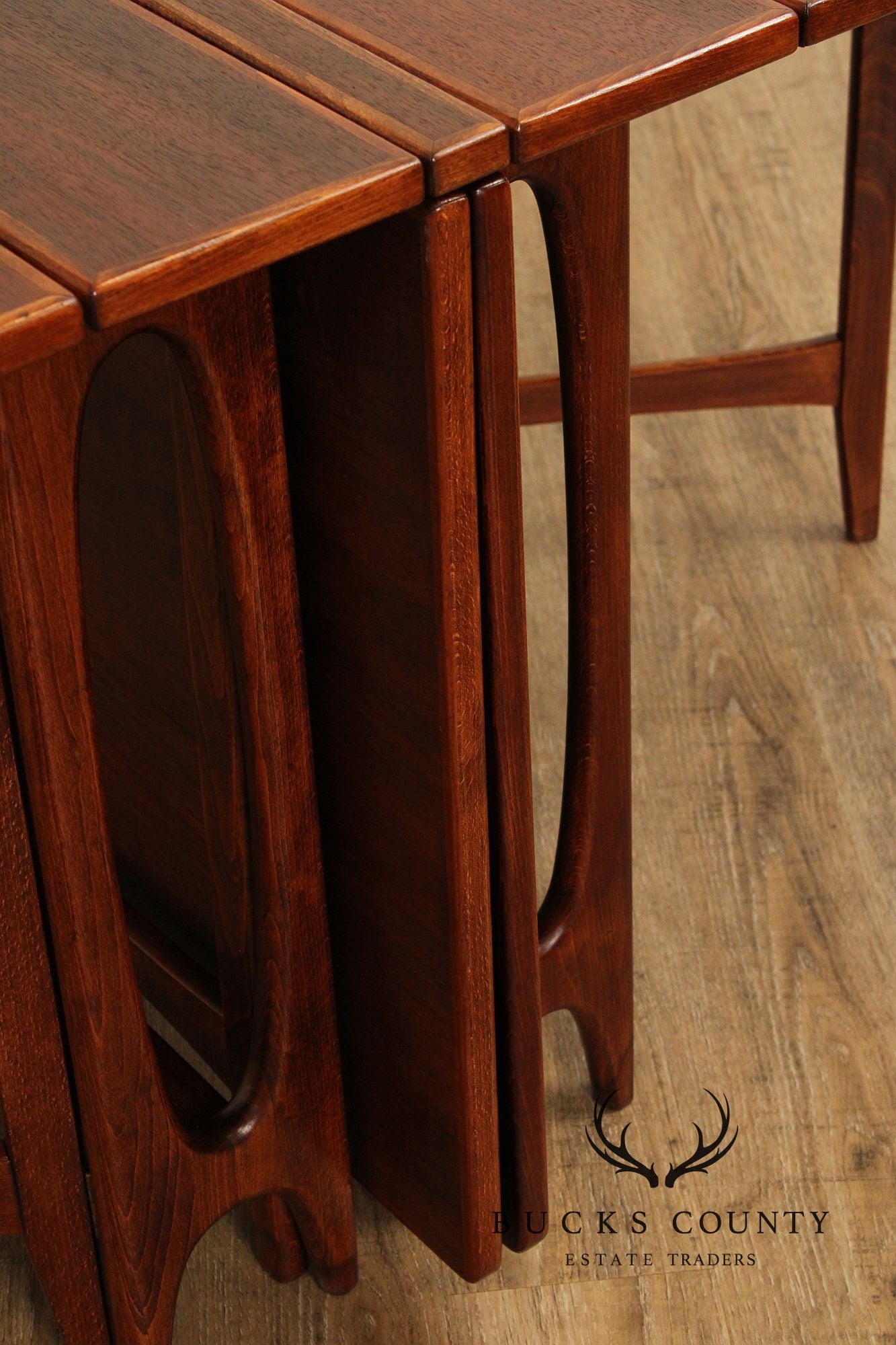 Bendt Winge Danish Modern Pair of Walnut Tuckaway Dining Tables