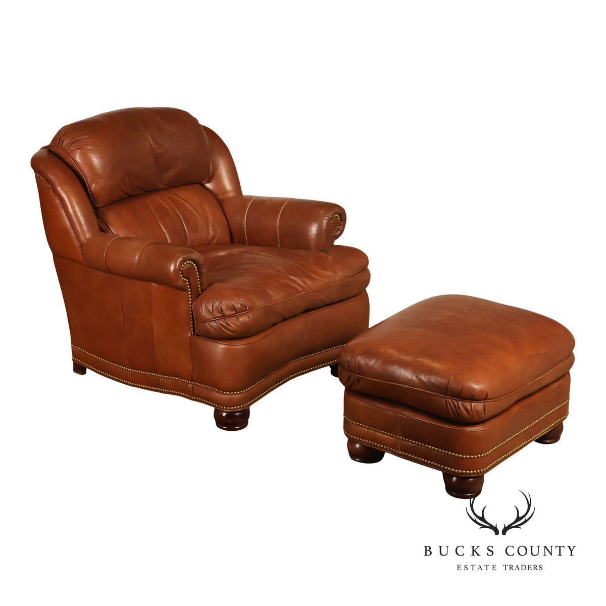 Hancock & Moore 'Austin' Leather Armchair and Ottoman