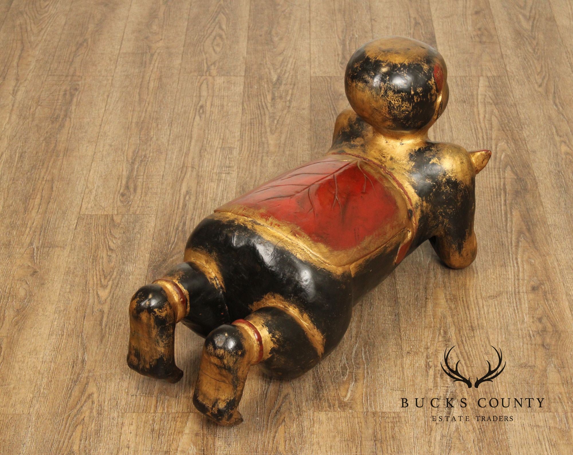 Vintage Thai Giltwood Temple Figure Stool