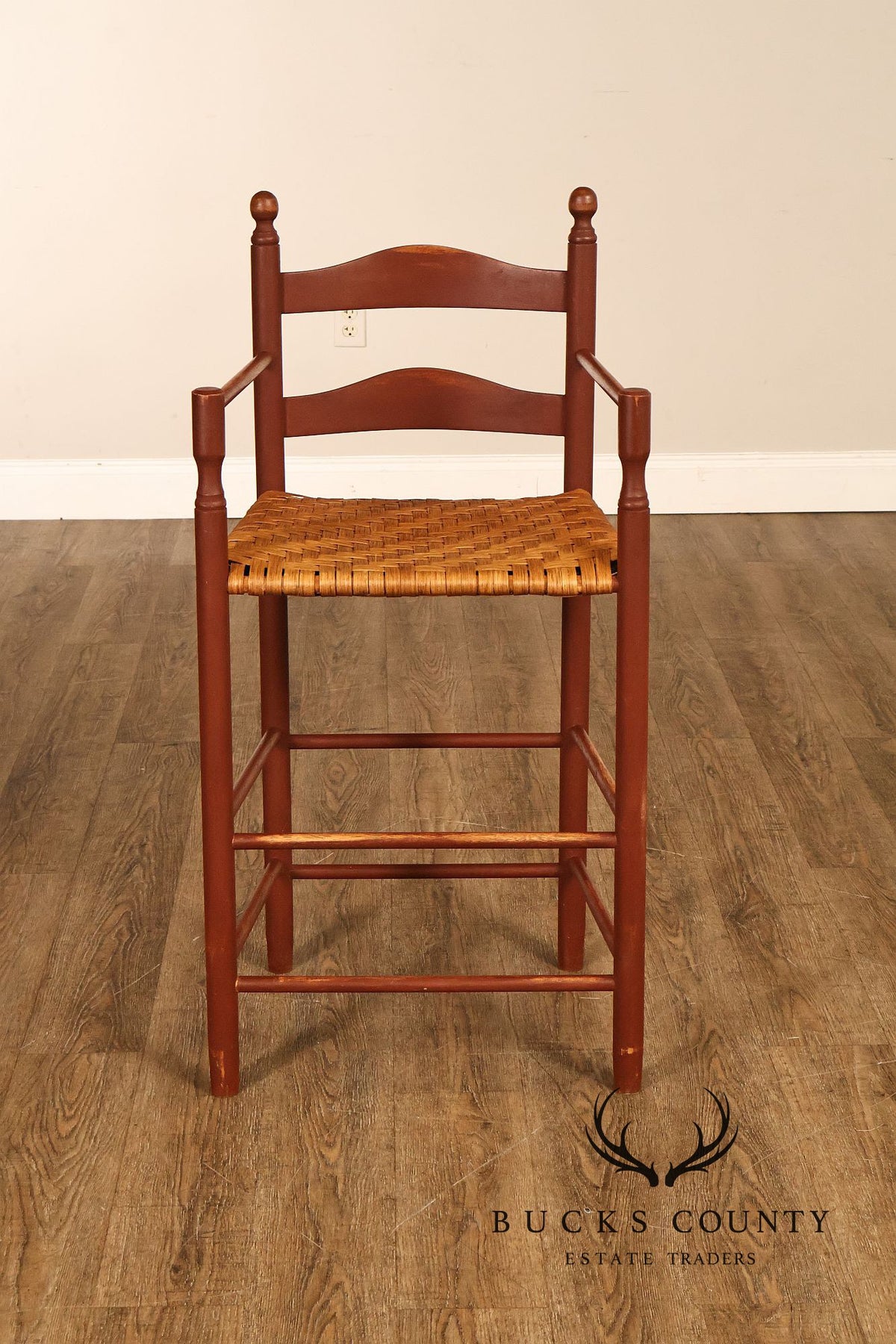 Shaker Style Pair of Rush Seat Counter Stools