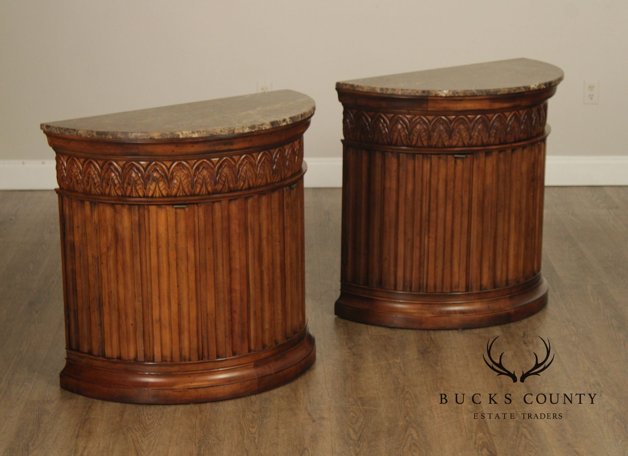 Century Furniture 'Venice Collection' Pair of Marble Top Consoles