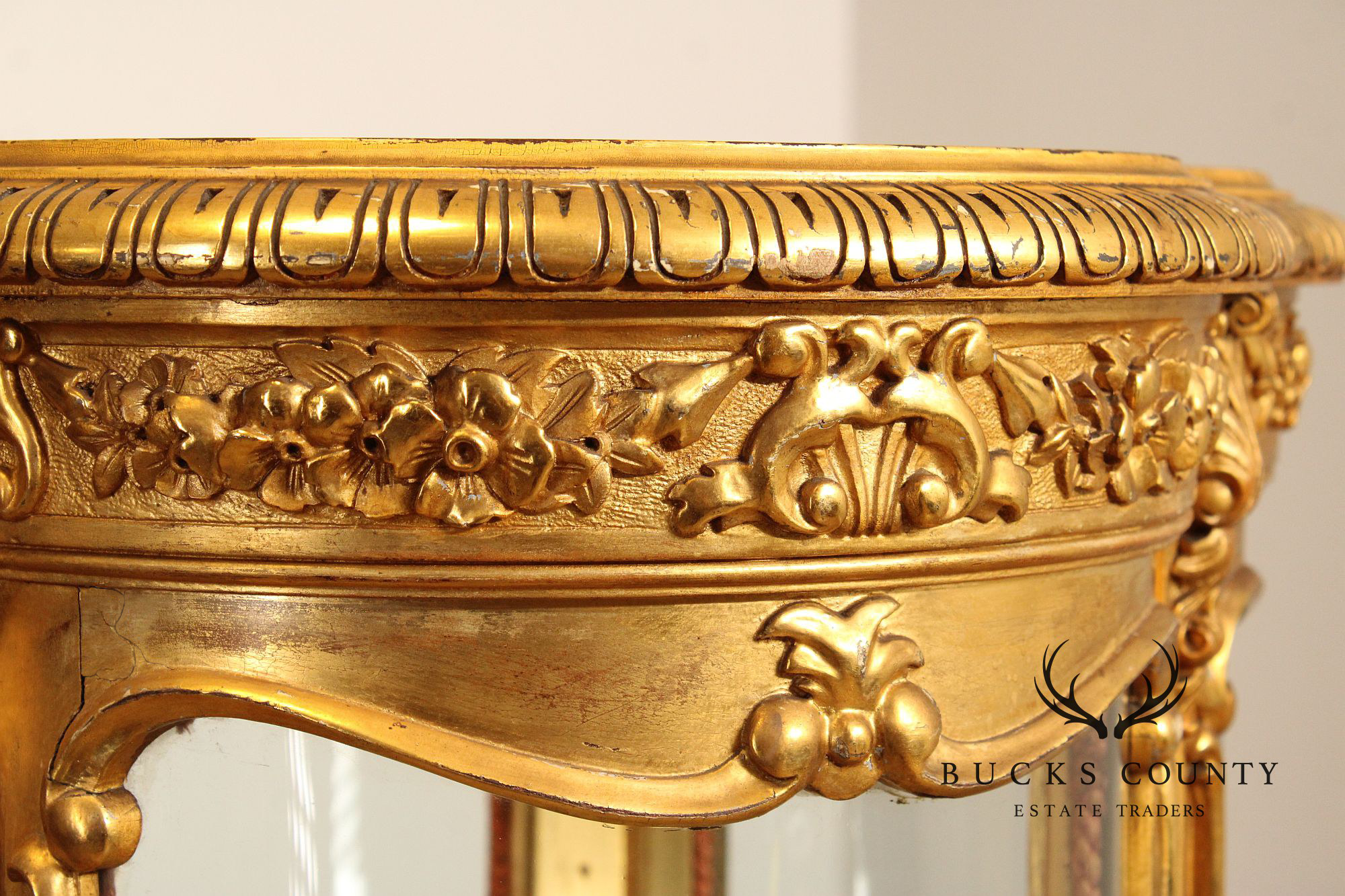 Rococo Style Giltwood Curio Cabinet With Glass Panels
