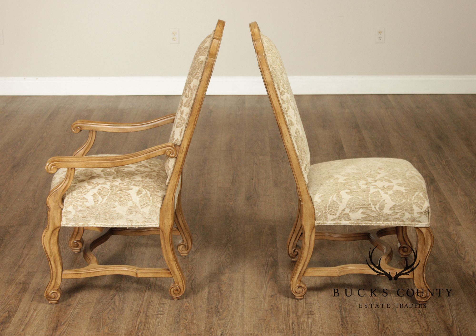 Bernhardt European Provincial Style Set Of 10 Upholstered Dining Chairs