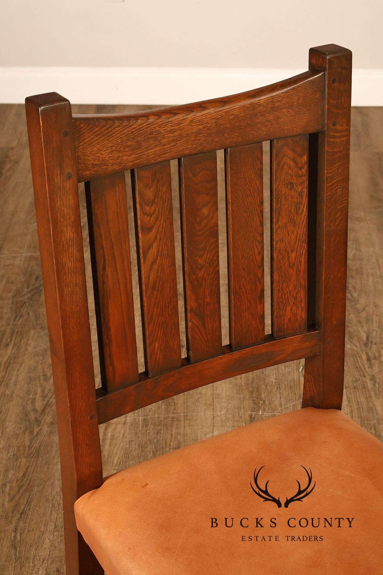 Mission Style Pair of Oak Side Dining Chairs