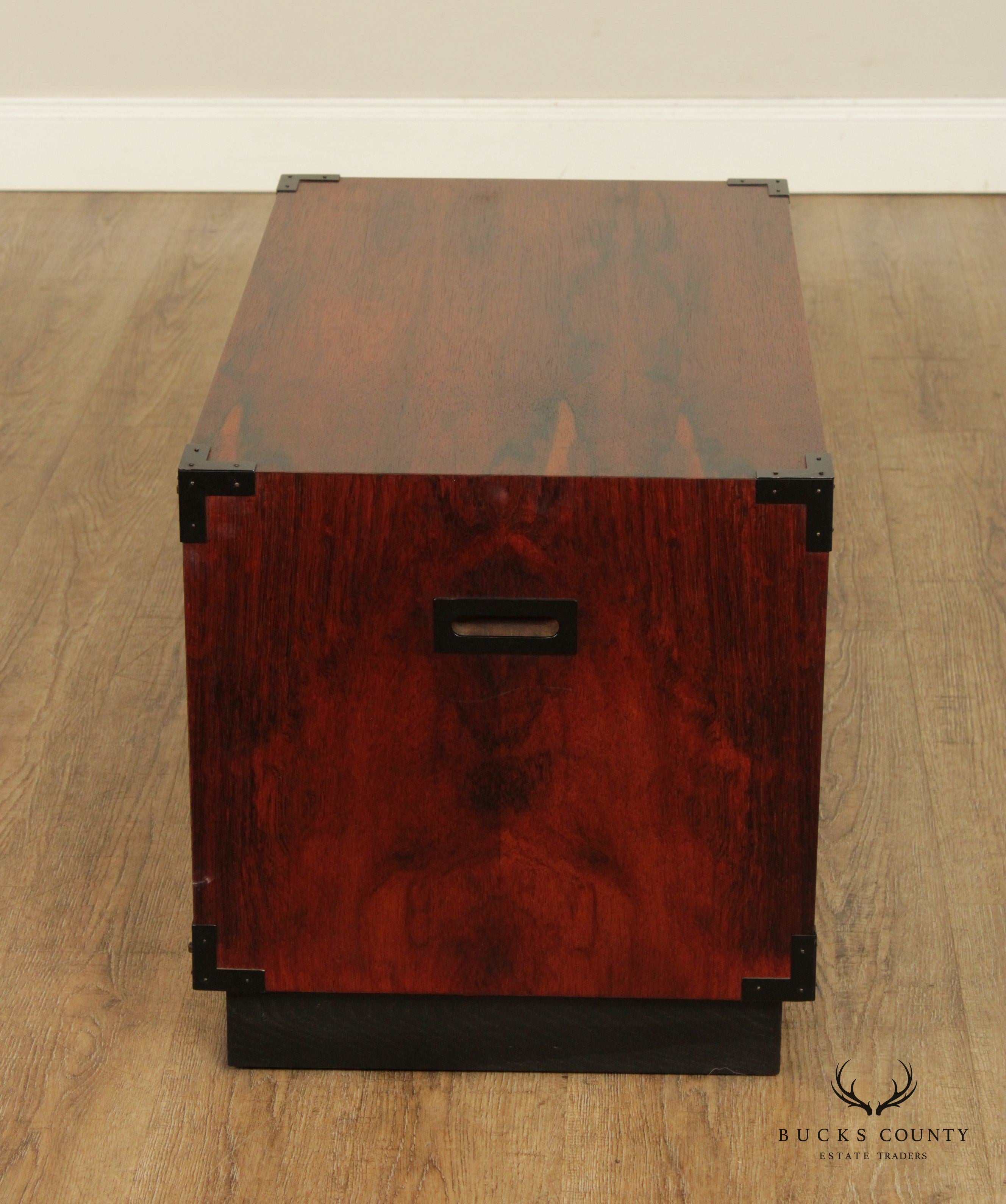 Mid Century Campaign Style Two-Door Rosewood Cabinet