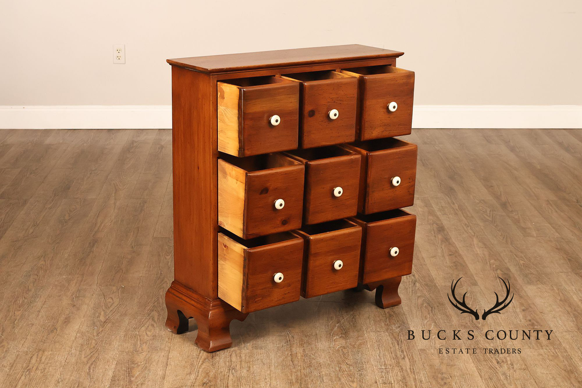 Vintage Pine Nine Drawer Apothecary Cabinet With Porcelain Knobs