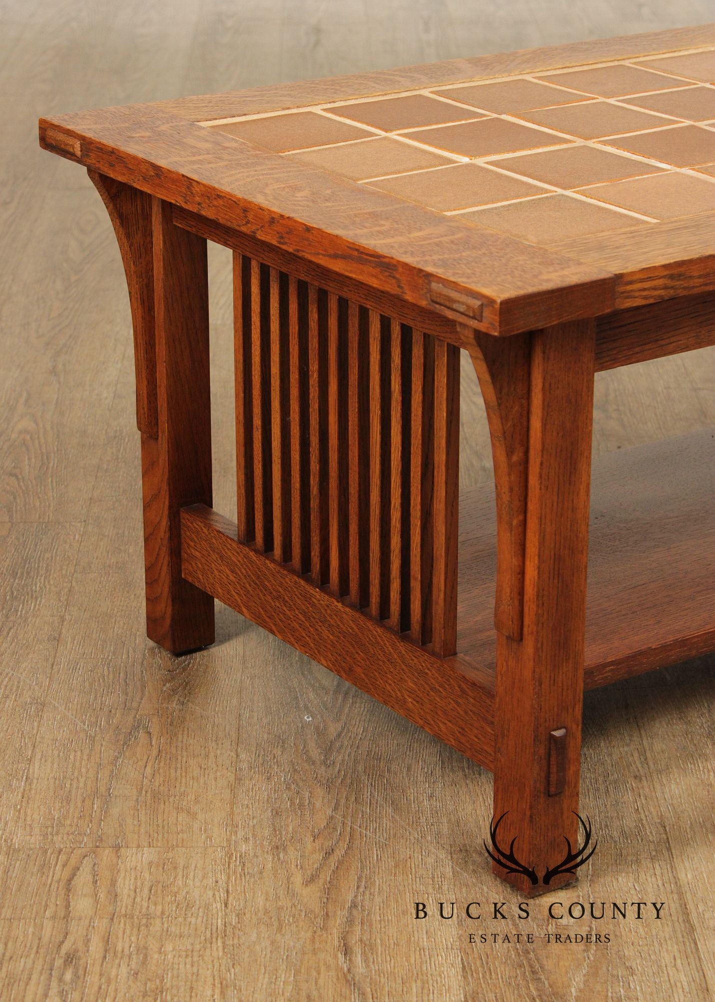 Stickley Mission Collection Oak Tile Top Cocktail Table