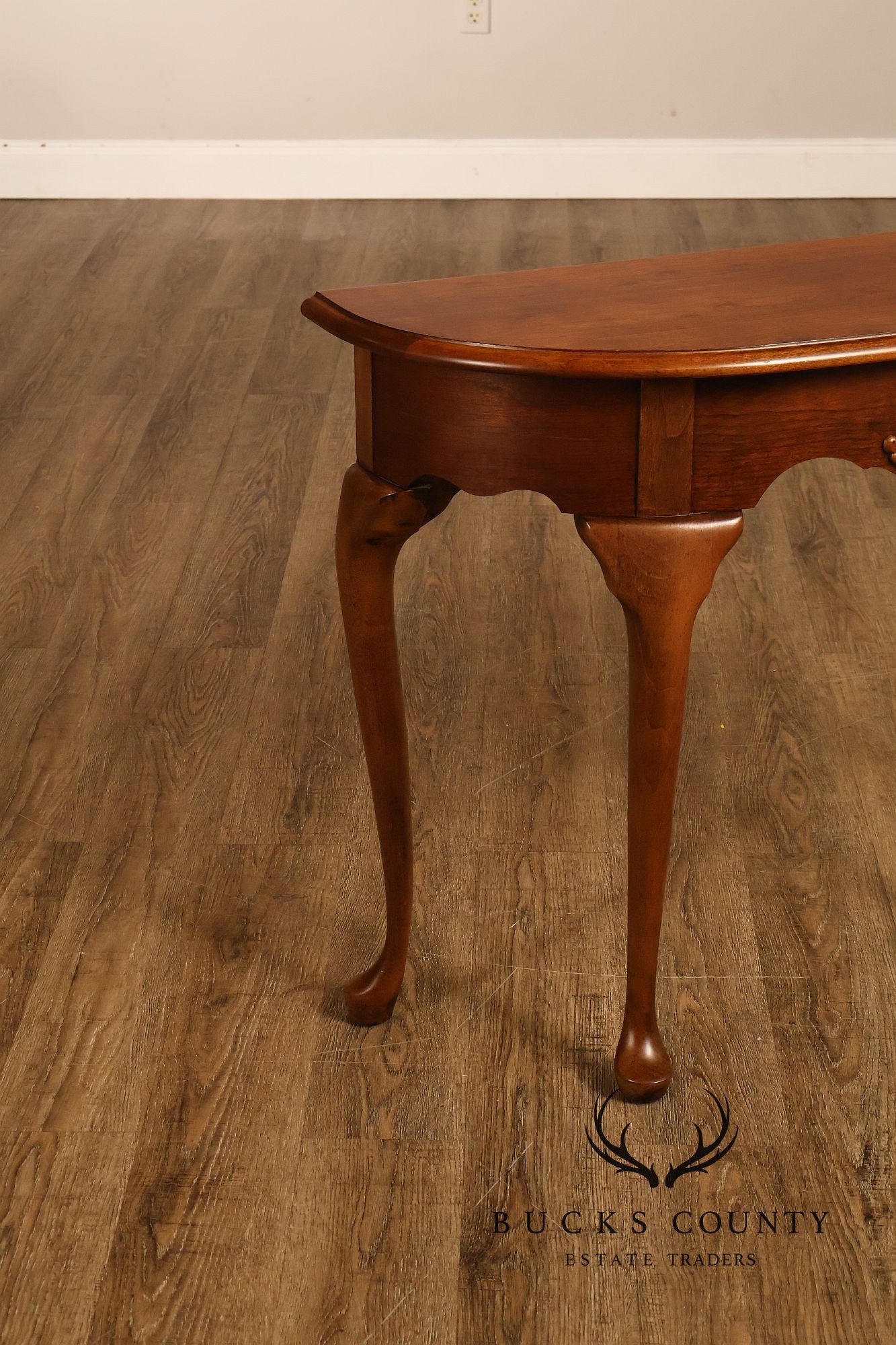 Queen Anne Style Narrow Cherry Demilune Console