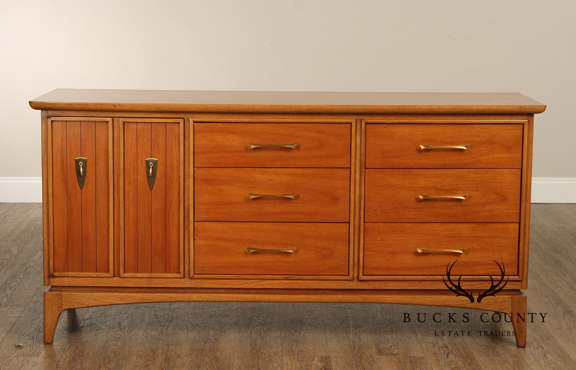 Kent Coffey 'The Wharton' Mid Century Modern Walnut Triple Dresser