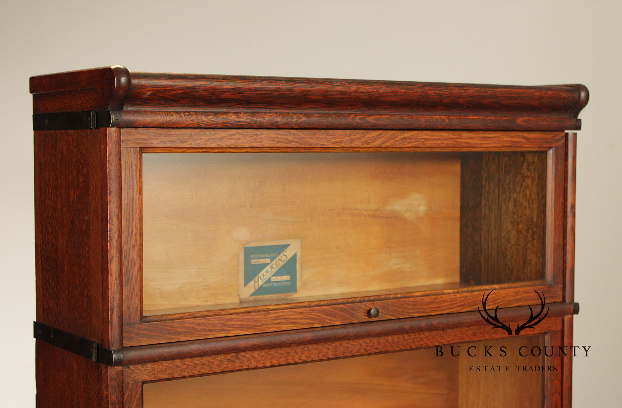 Antique Oak Five-Section Barrister Bookcase