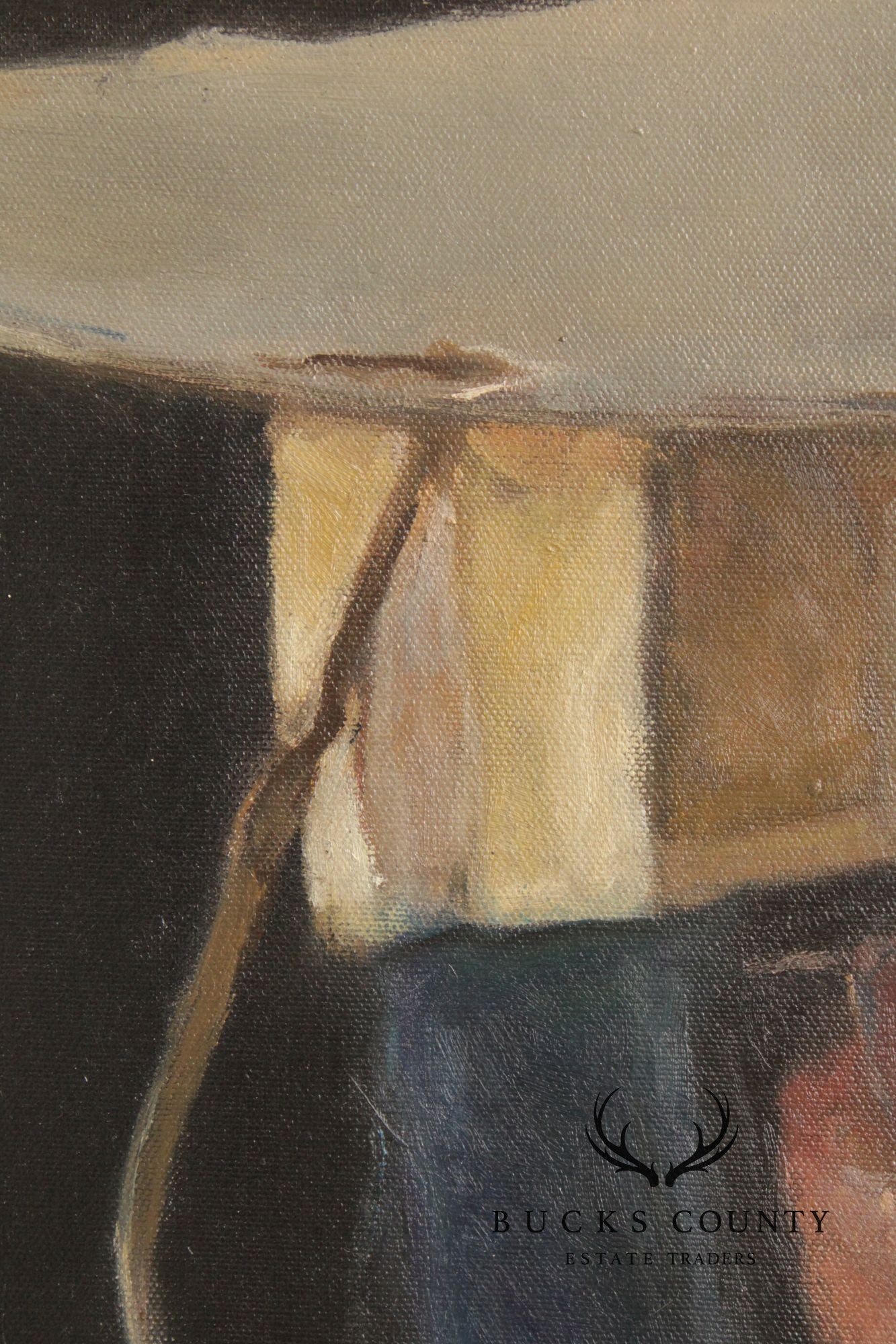 Qimin Liu Contemporary Oil Painting Portrait, 'Man with Odd Hat'