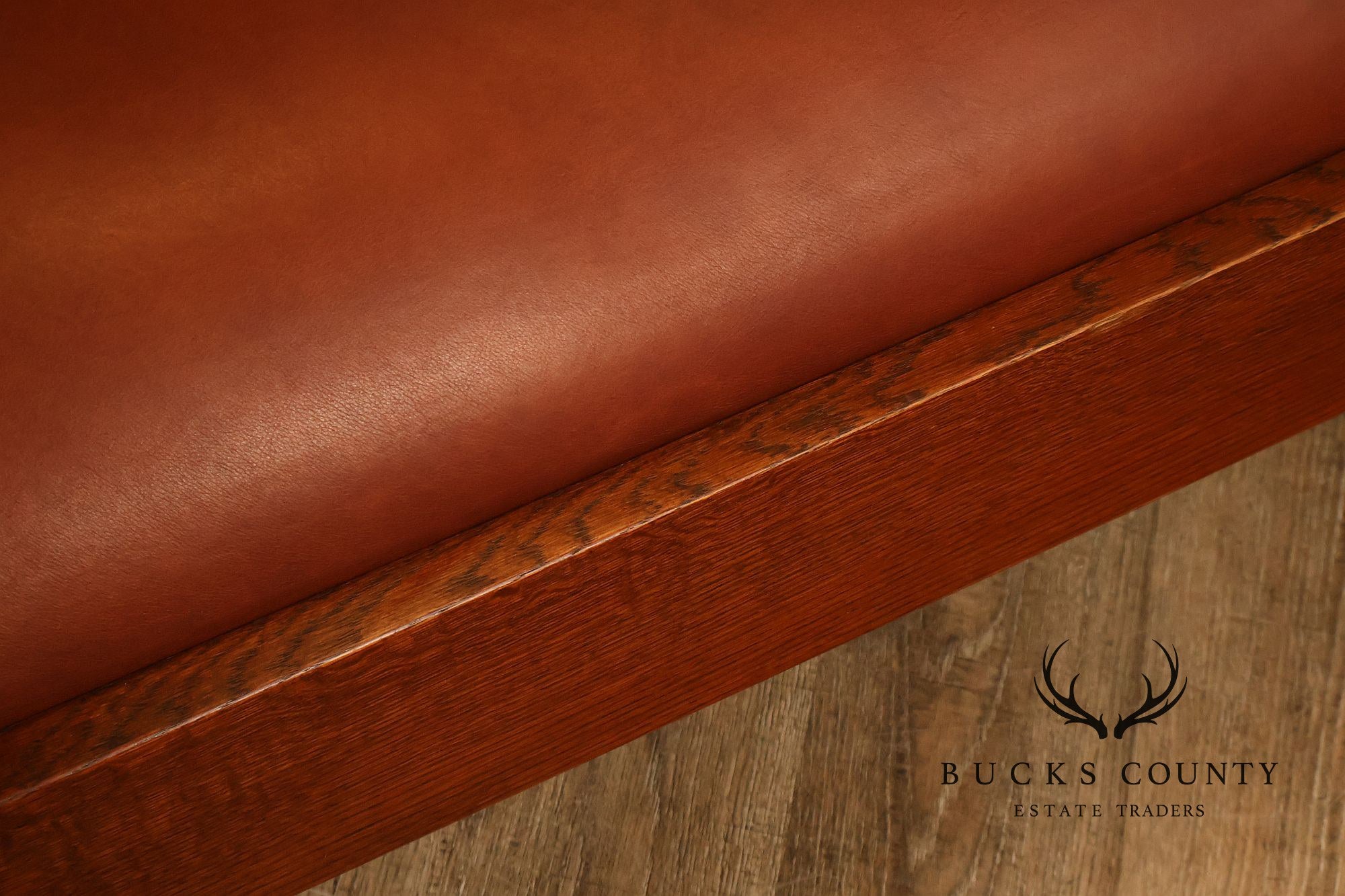 Stickley Mission Collection Oak Settle With Leather Cushions