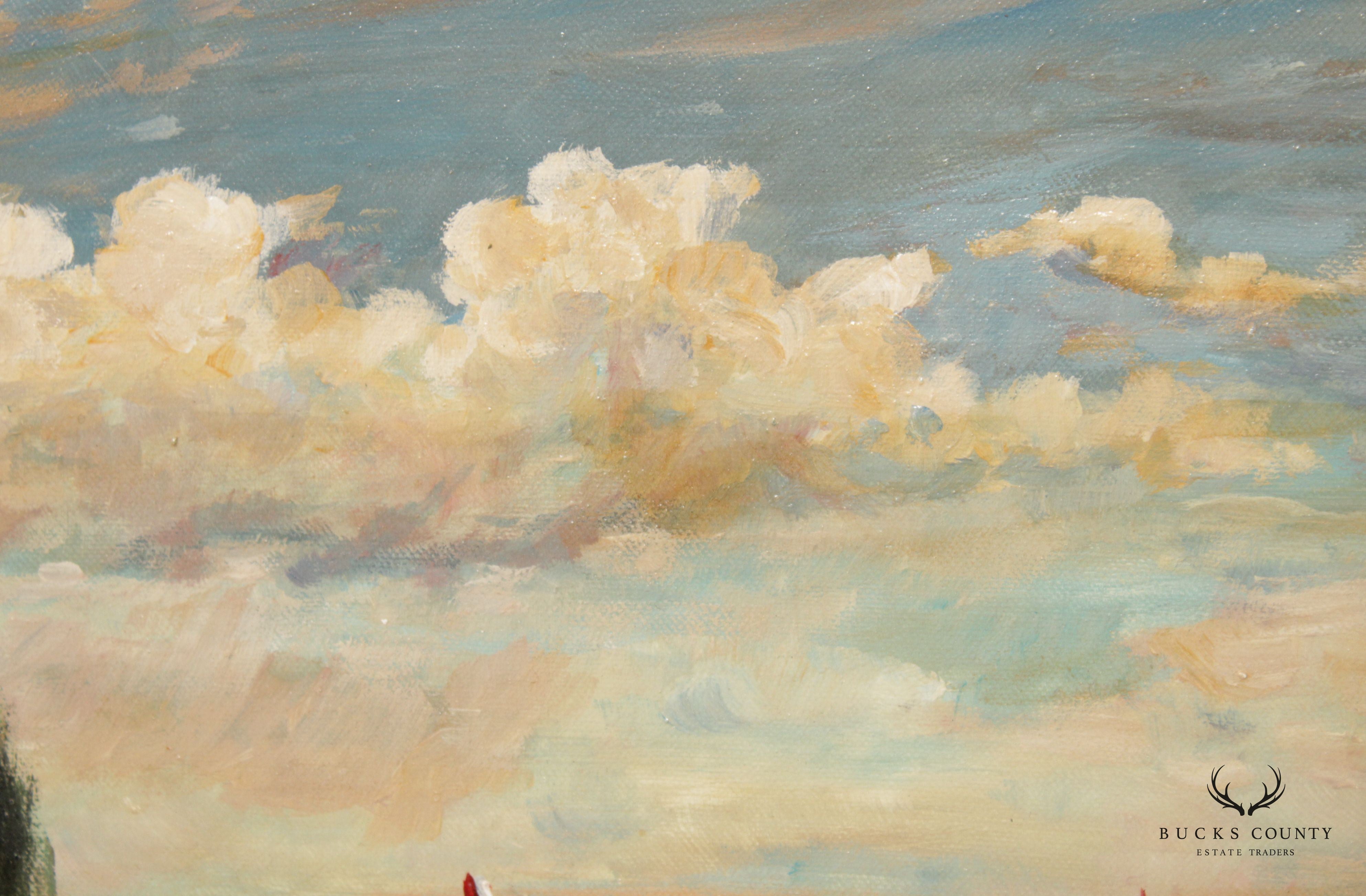 S. Wood Framed Oil Painting, A Day On the Water