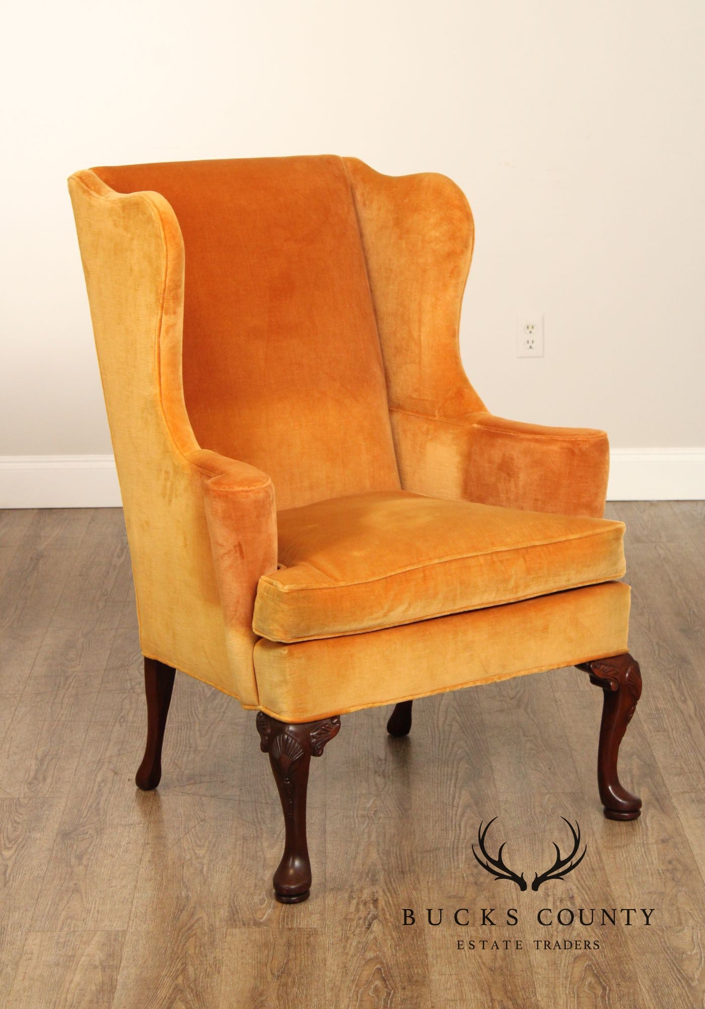 Hickory Chair Queen Anne Style Wingback Armchair