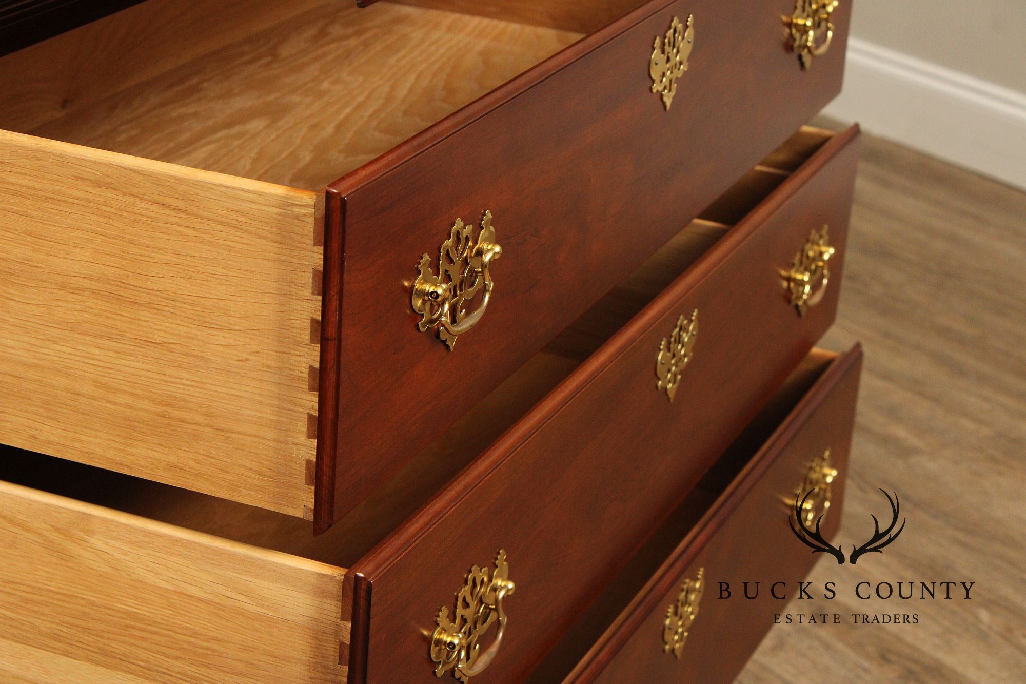 Statton Chippendale Style Cherry Chest on Chest