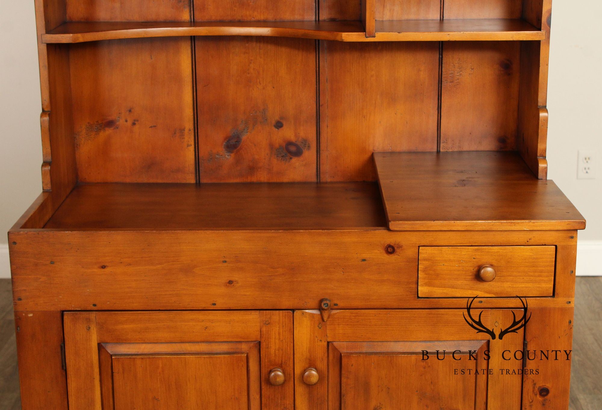 William Draper Farmhouse Style Pine Dry Sink Hutch