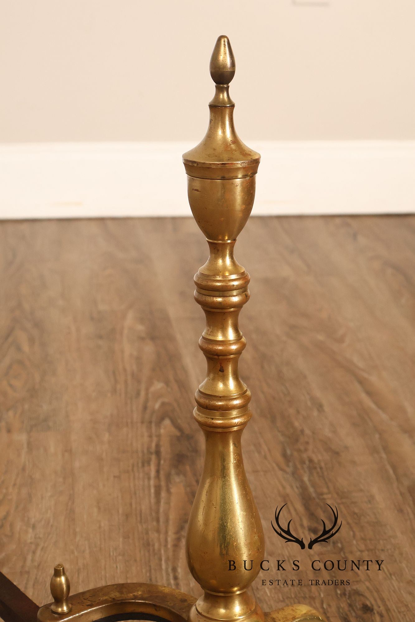 Puritan Federal Style Pair of Brass Andirons