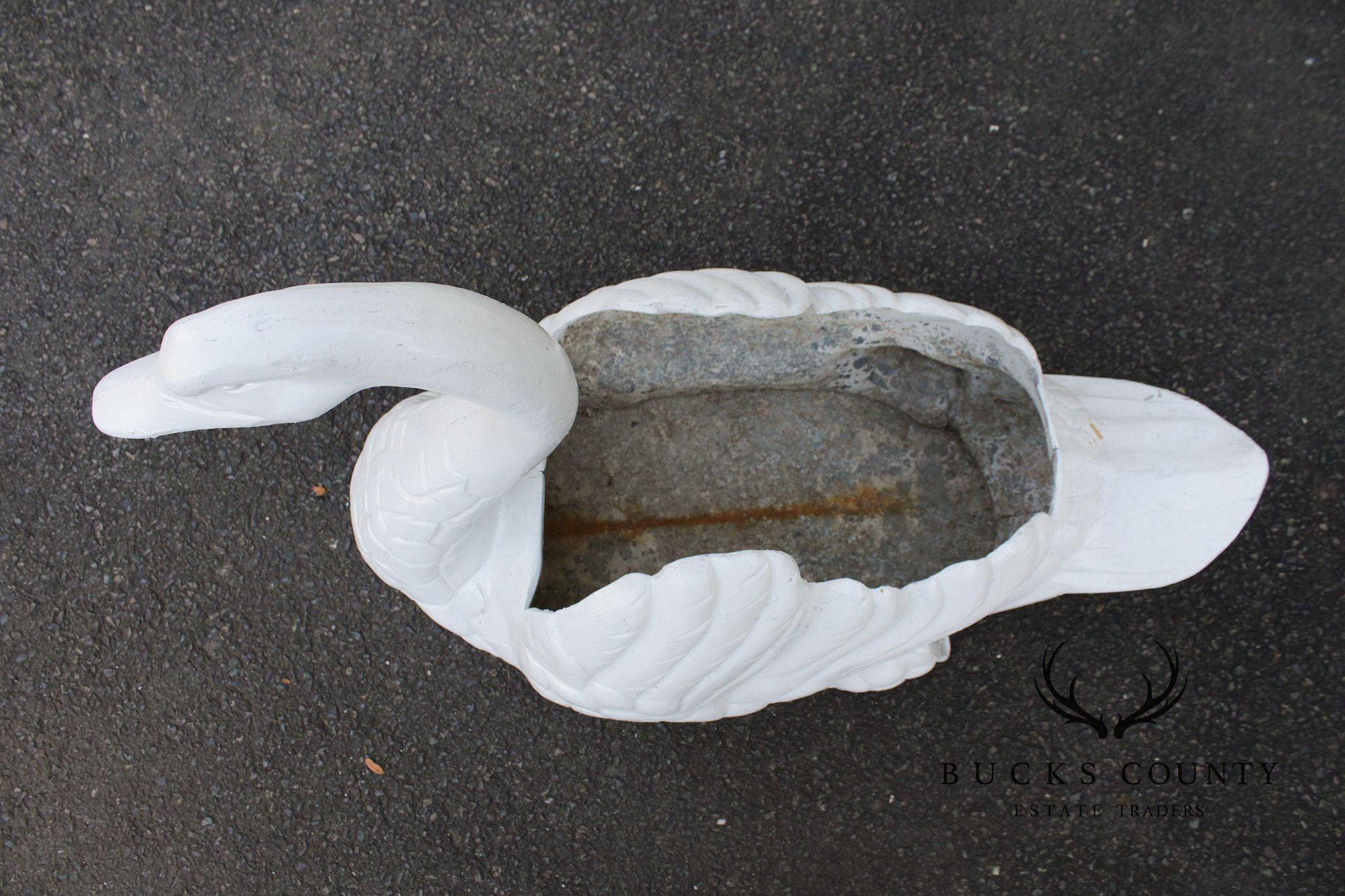 Vintage Cast Metal Swan Garden Planter