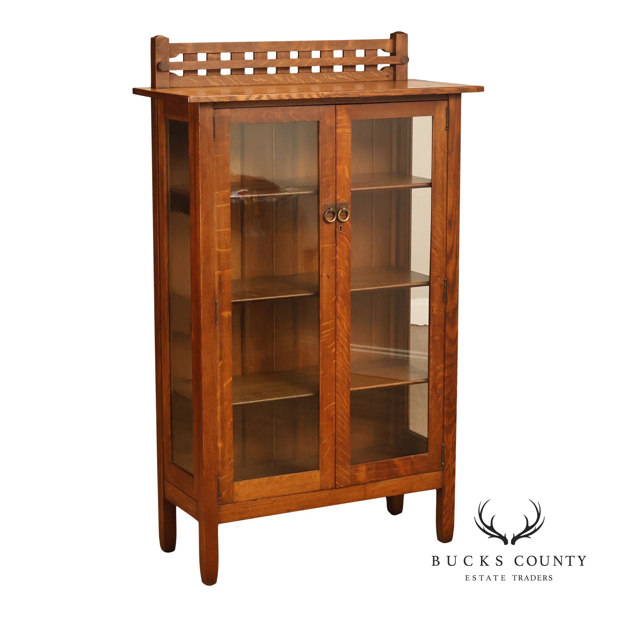 Stickley Brothers Antique Mission Oak Display China Cabinet