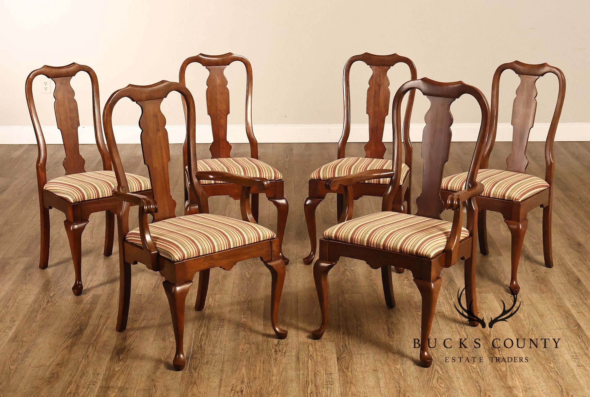 Pennsylvania House Queen Anne Style Set of Six Cherry Dining Chairs