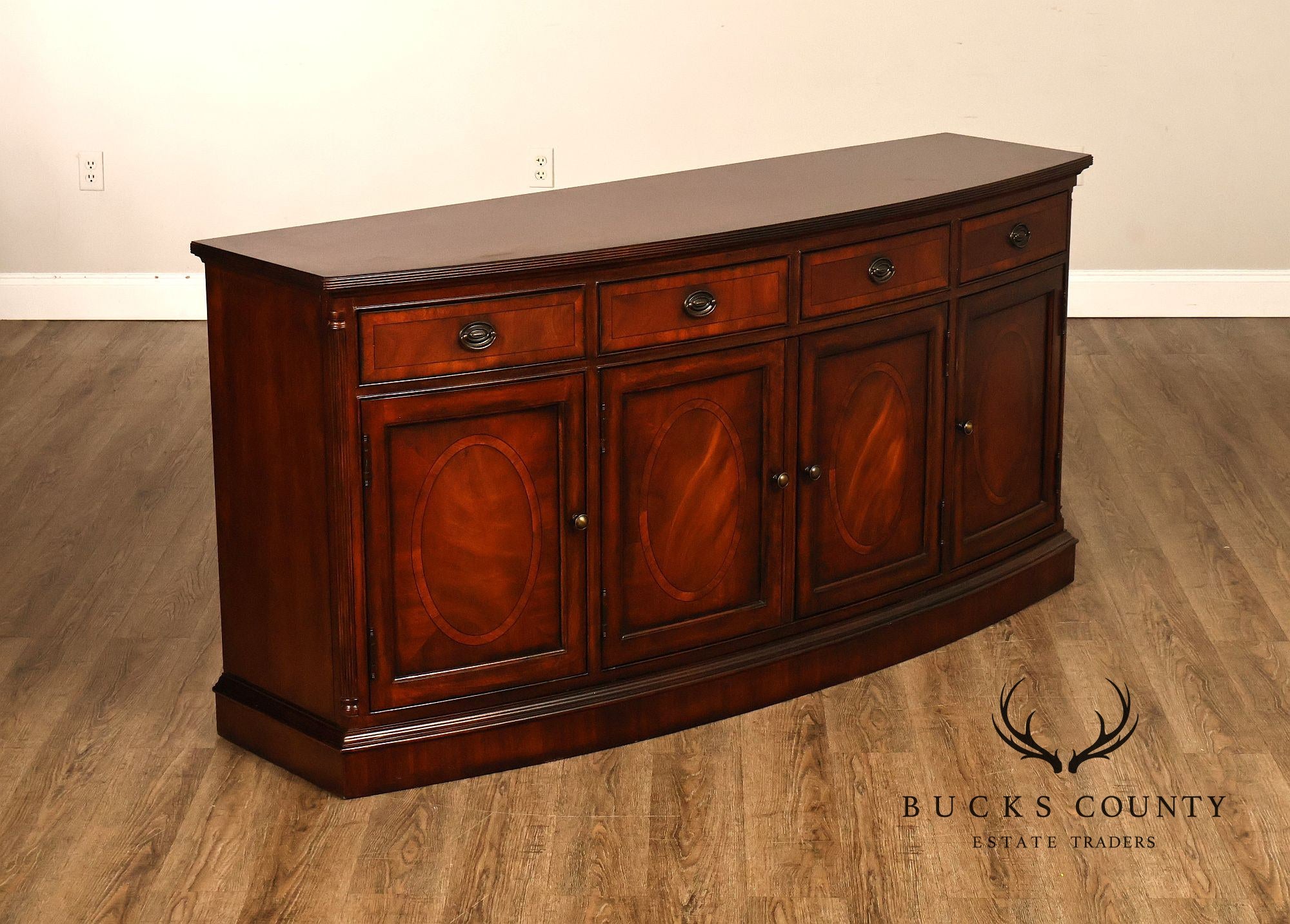 Drexel Heritage British Accents Curved Mahogany Dining Buffet Sideboard