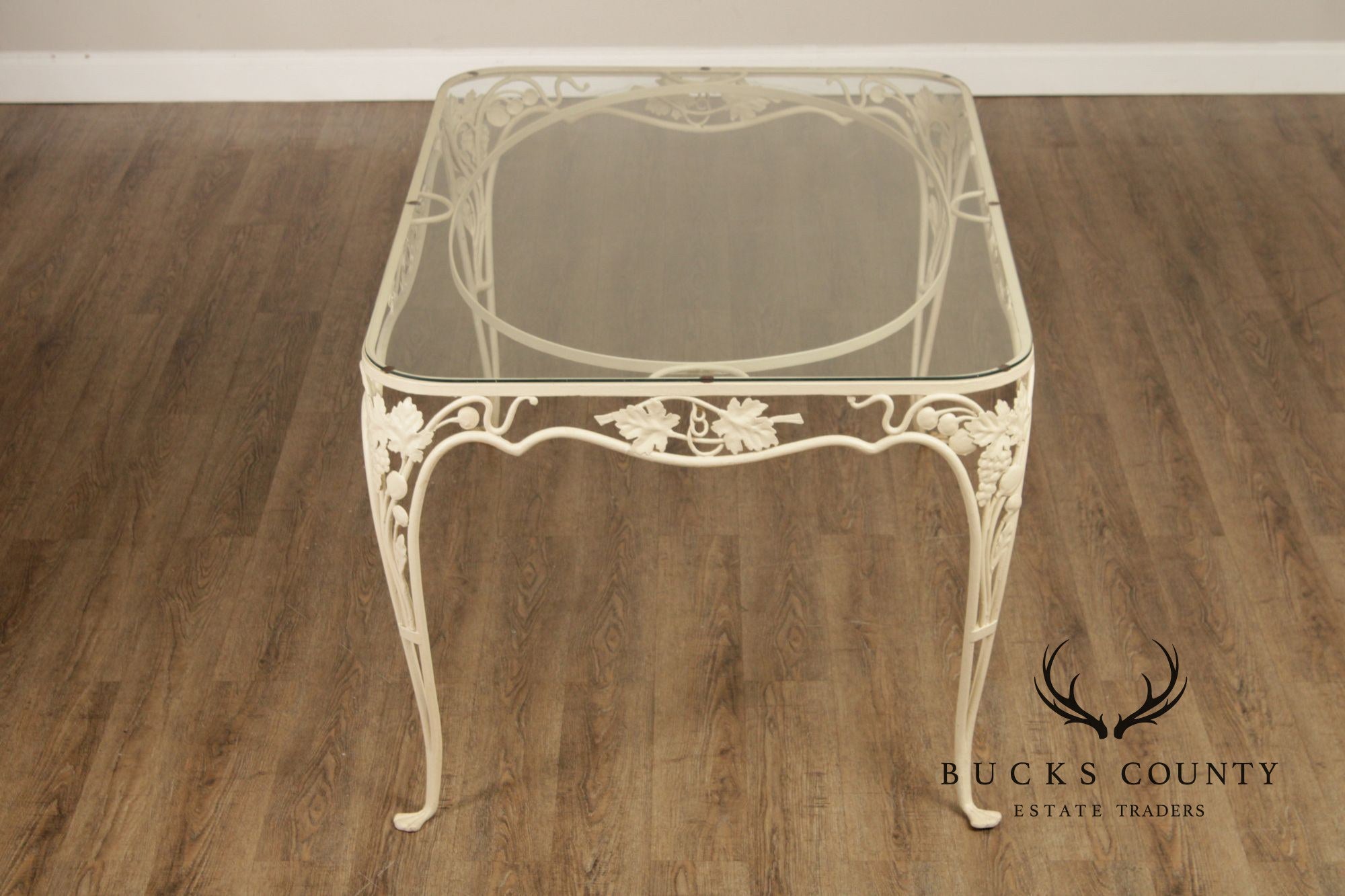 Salterini Glass Top Wrought Iron Outdoor Patio Dining Table