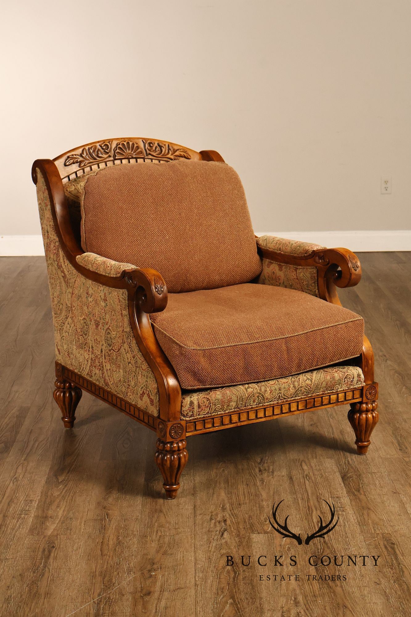 Robb & Stucky British Colonial Style Armchair with Ottoman