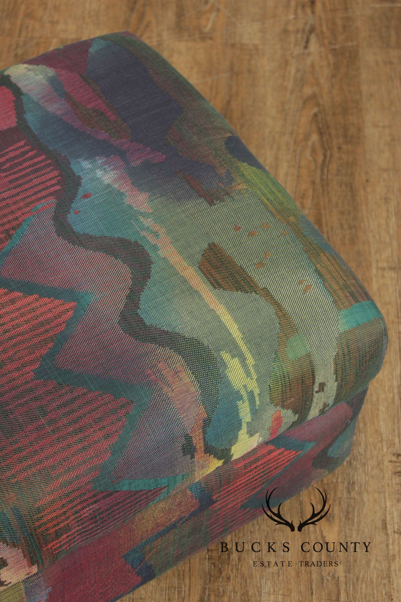 Sherrill Furniture Post Modern Pair of Rolling Ottomans