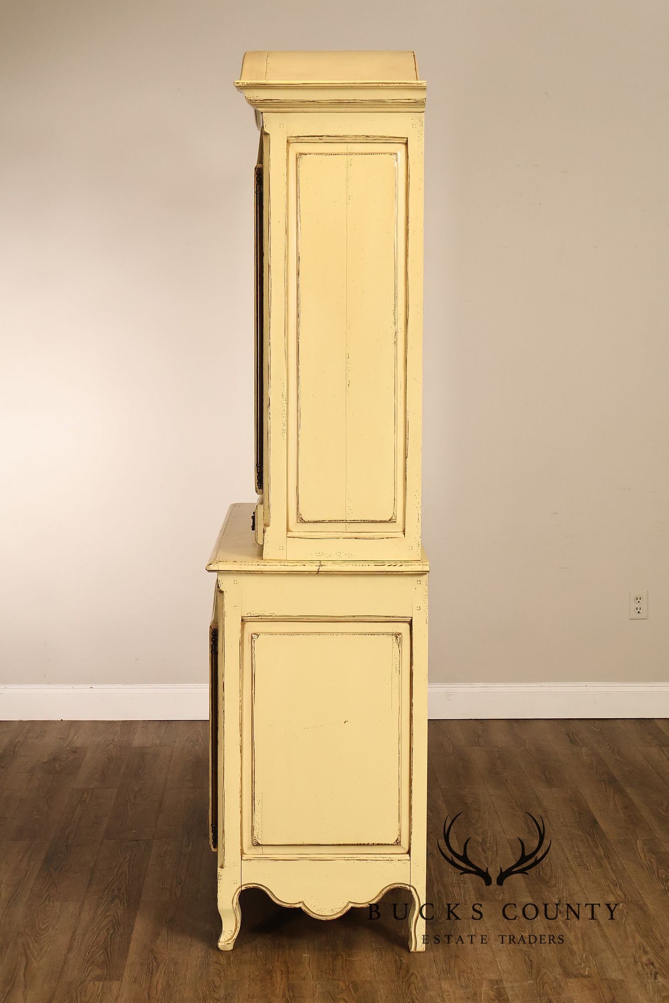 French Country Style Distress Painted China Cabinet
