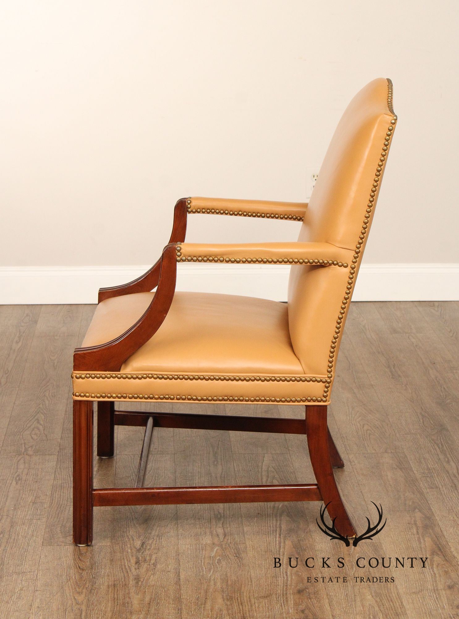 Chippendale Style Leather Martha Washington Armchair