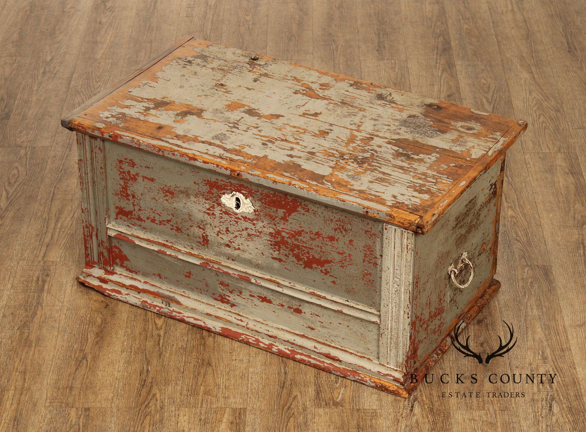 Antique Swedish Painted Pine Blanket Chest