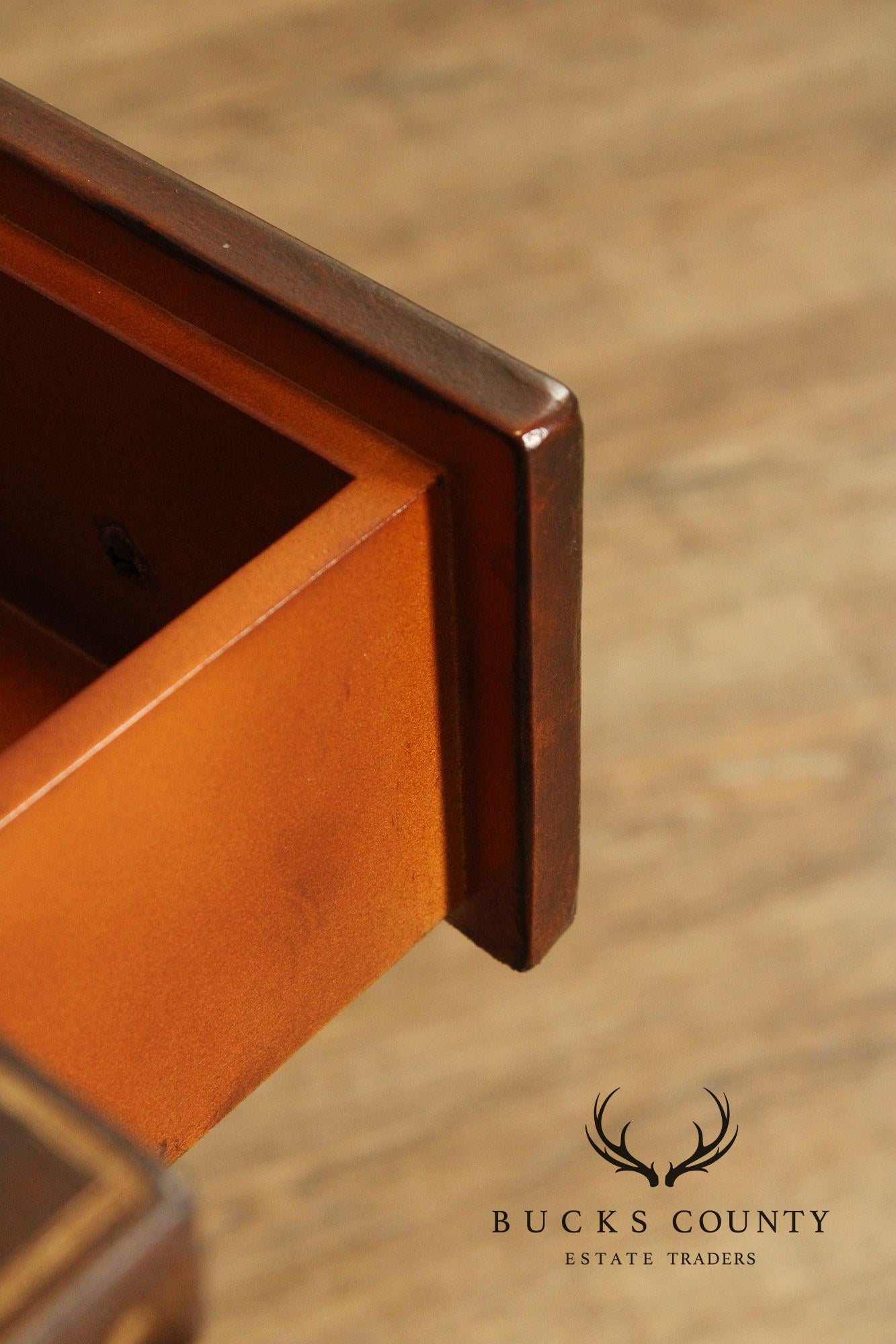 Neoclassical Style Leather Wrapped Drop-Leaf Side Table