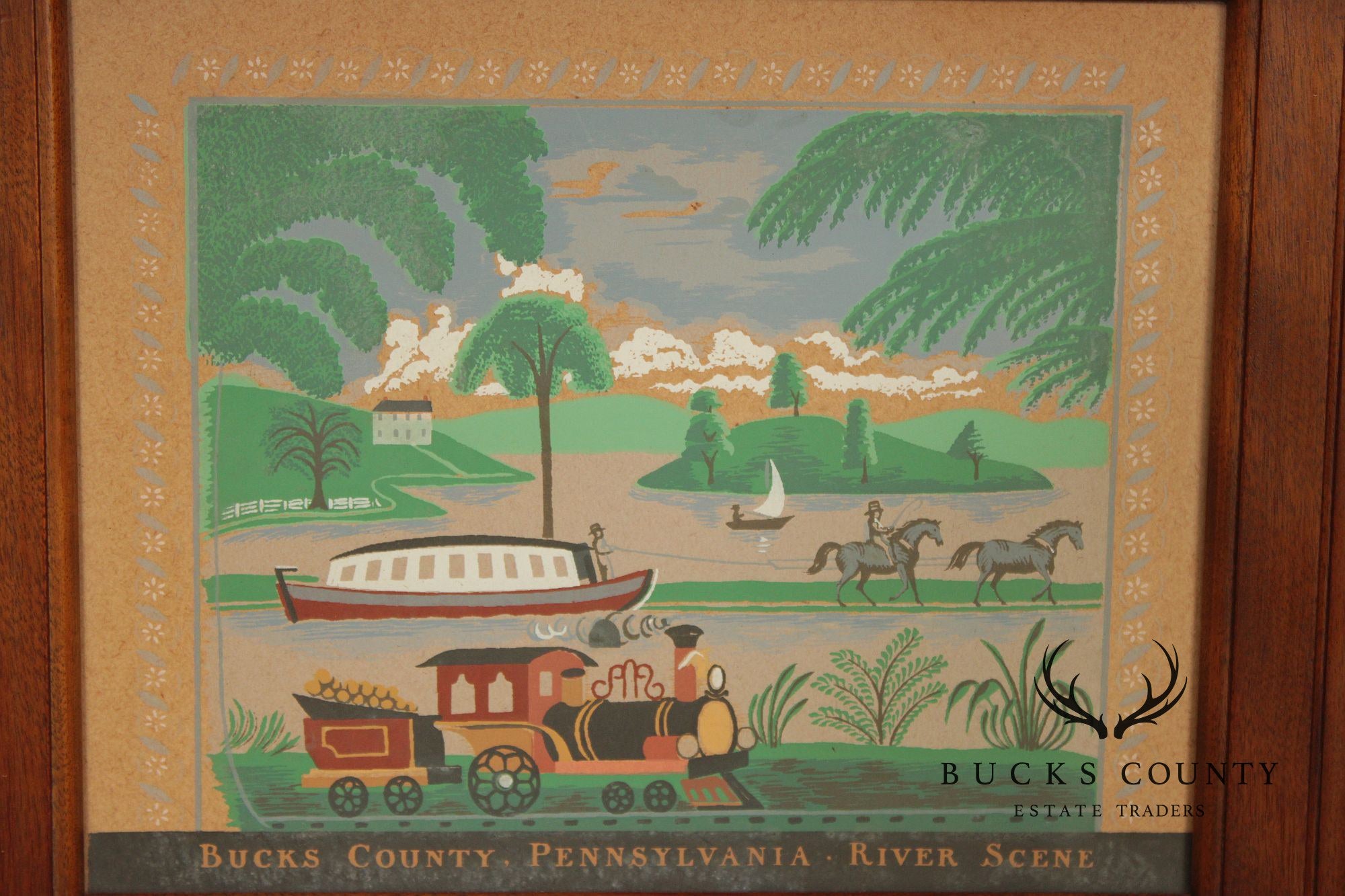 Folk Art Style Set of Four Bucks County Framed Prints