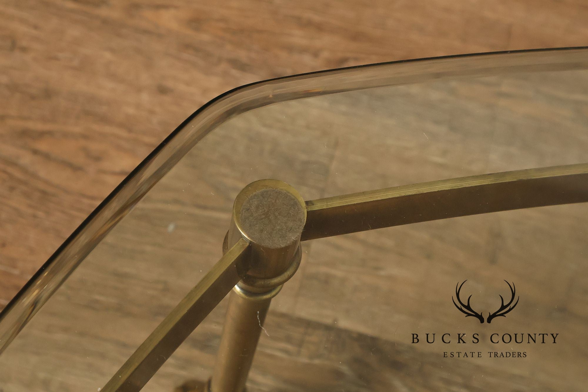 Directoire Style Vintage Brass and Glass Top Coffee Table