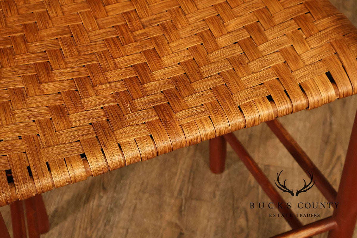 Shaker Style Pair of Rush Seat Counter Stools