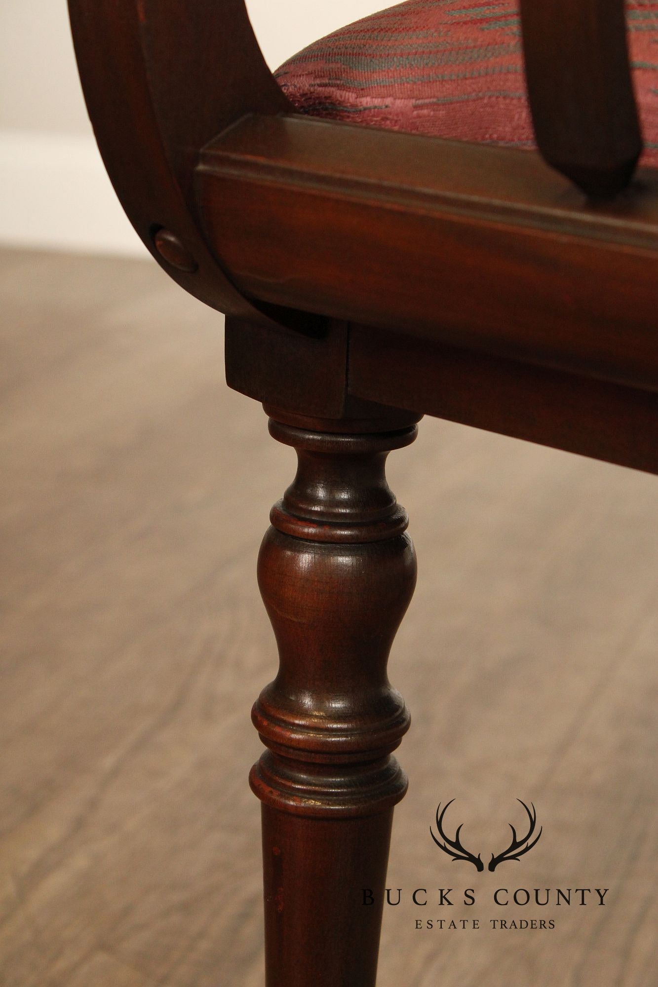 1930's English Regency Style Mahogany Vanity Bench