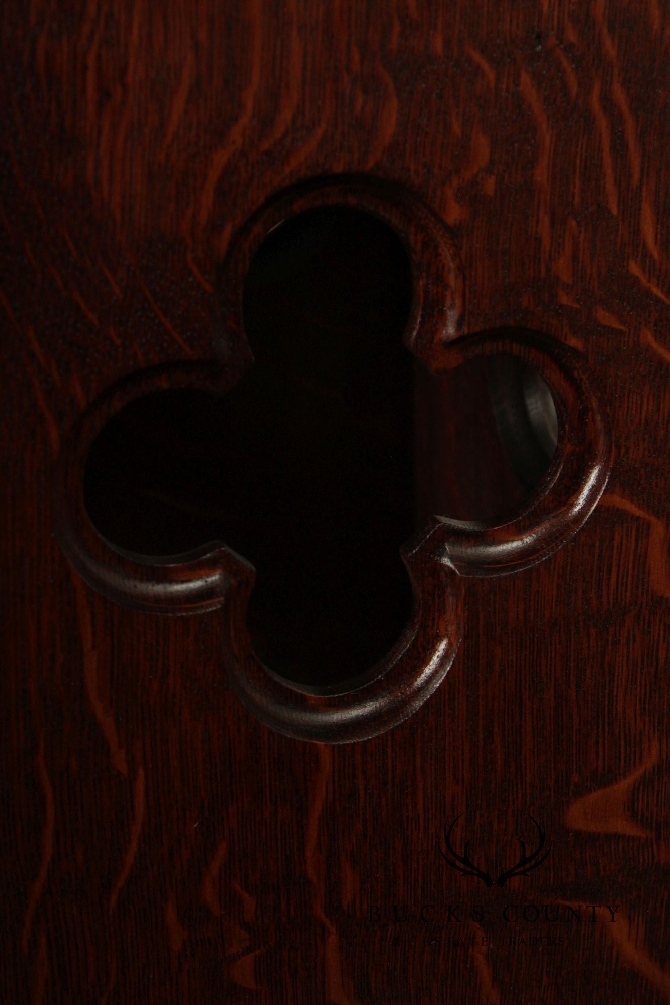 Arts and Crafts Antique Pair of Oak Cut-Out Taboret Side Tables