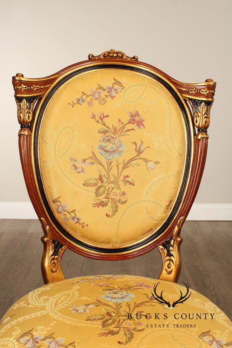 Italian Regency Style Pair of Partial Gilt Side Chairs