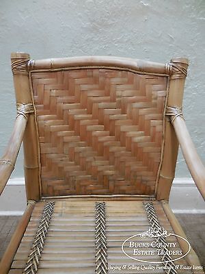 Vintage Set of 4 Heavy Genuine Bamboo Arm Chairs