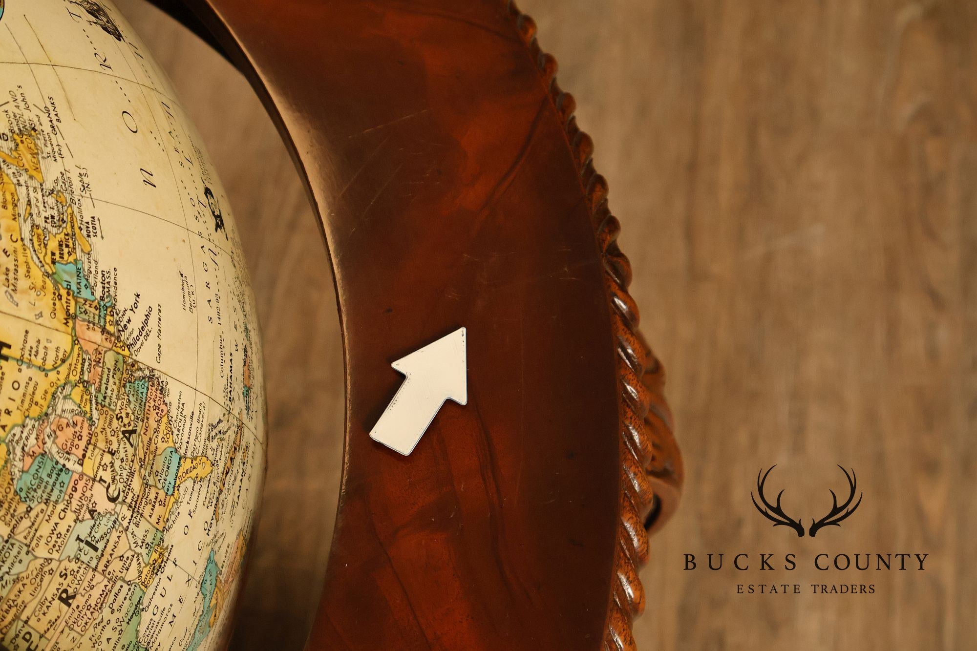 Maitland-Smith Mahogany Replogle World Globe Accent Table