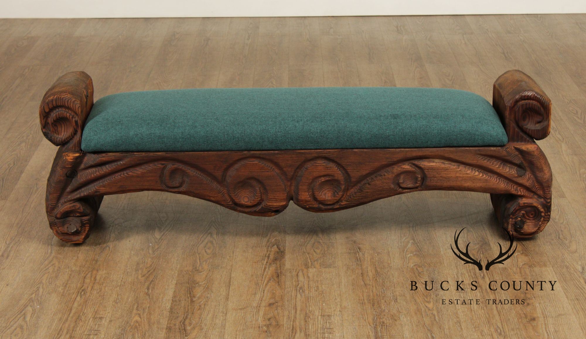 Witco Mid-Century Carved Pine Tiki Bench