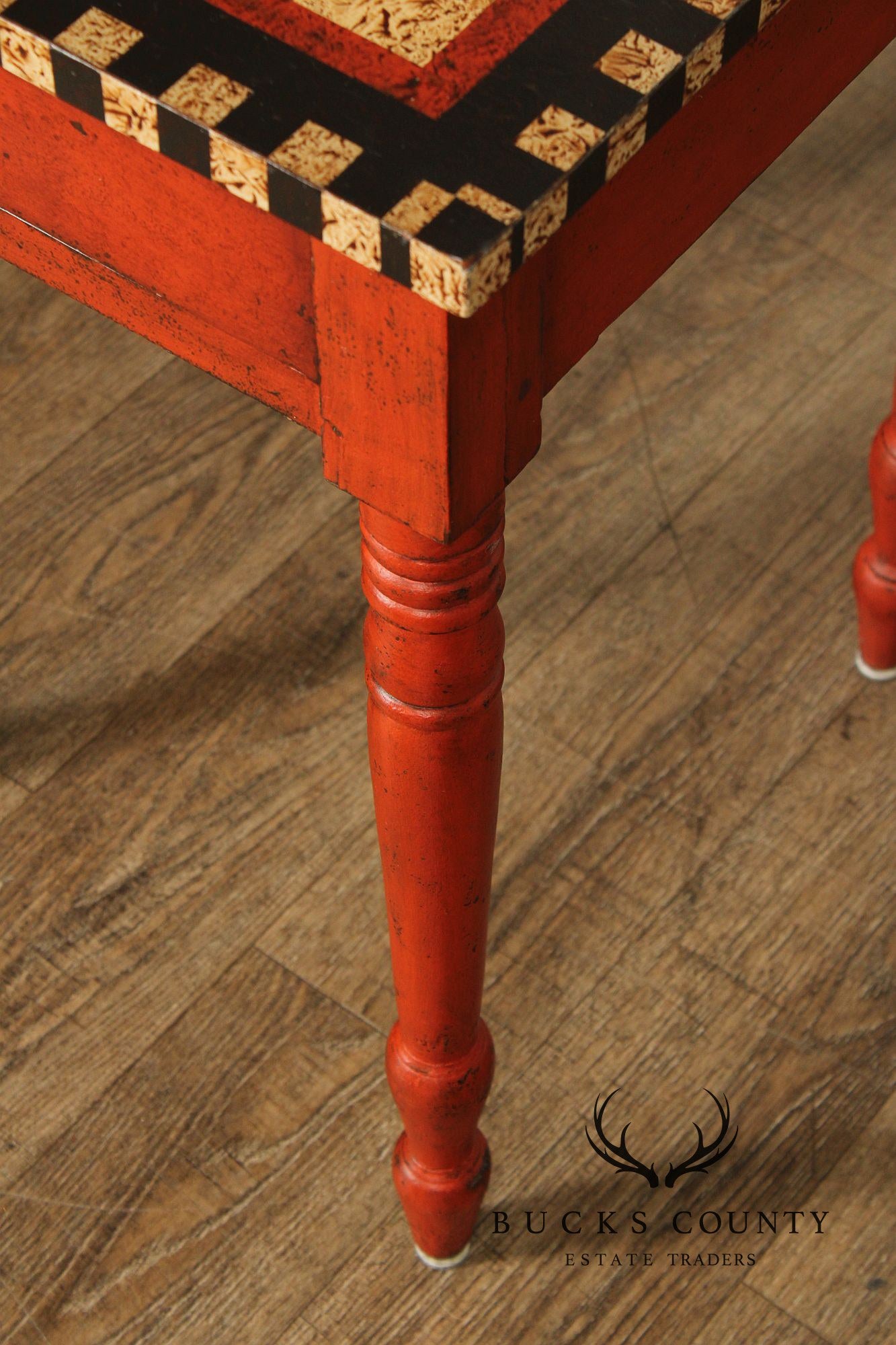 Antique Sheraton Painted Checker Board Top Side Table