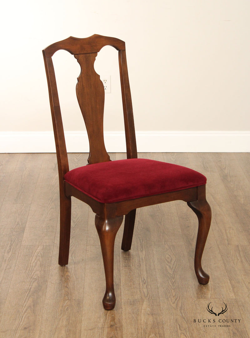 Queen Anne Style Set of Eight Carved Cherry Dining Chairs