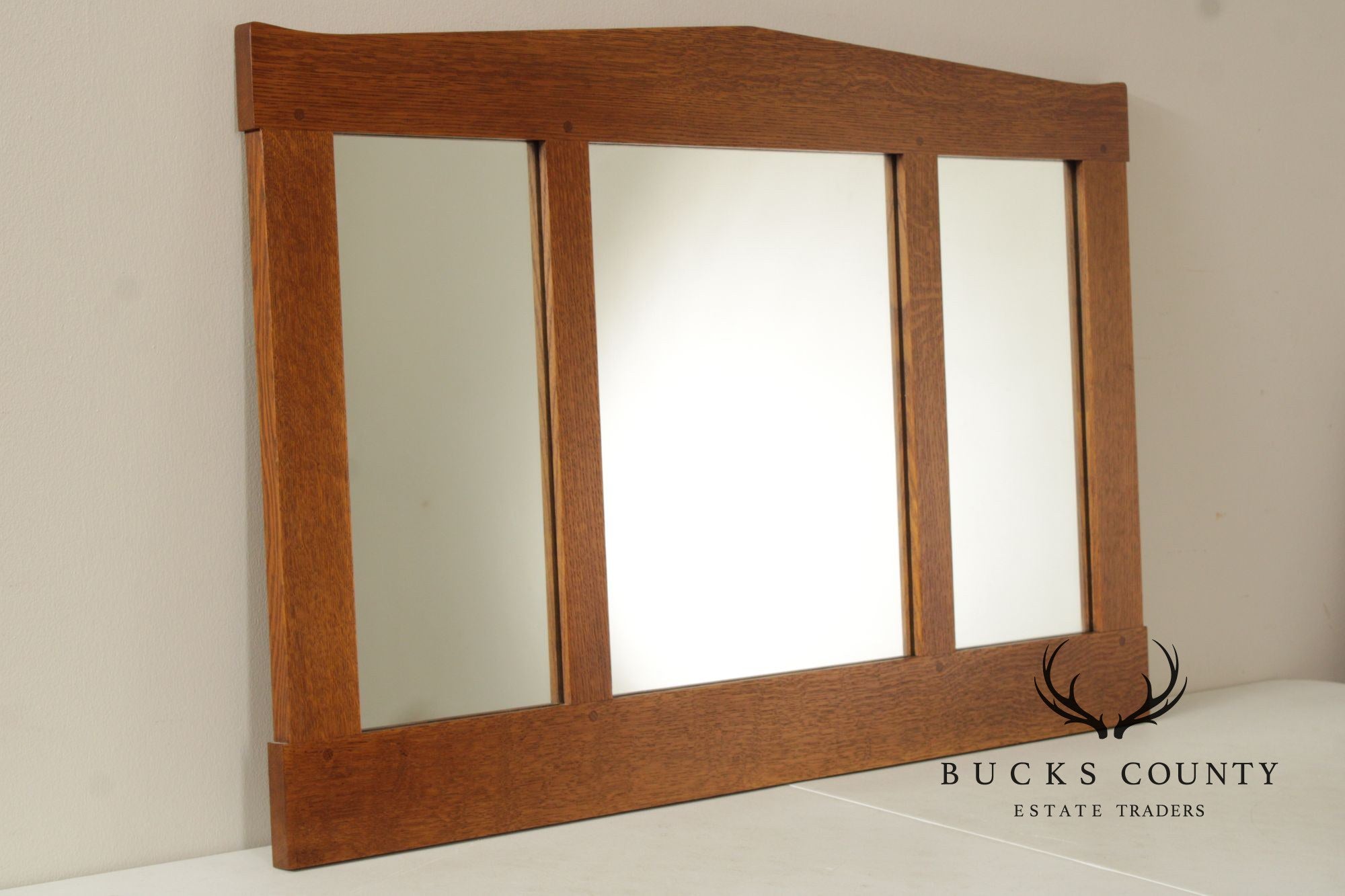 Stickley Mission Collection Oak Three Glass Mirror