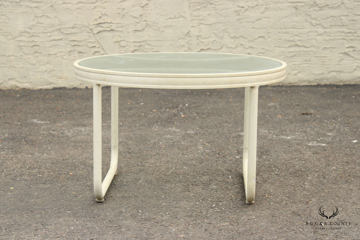 Vintage Aluminum and Glass Round Outdoor Patio Table